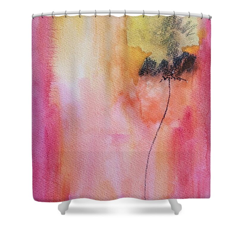 Flower Line Work Shower Curtain featuring the painting Love Pink by Kim Shuckhart Gunns