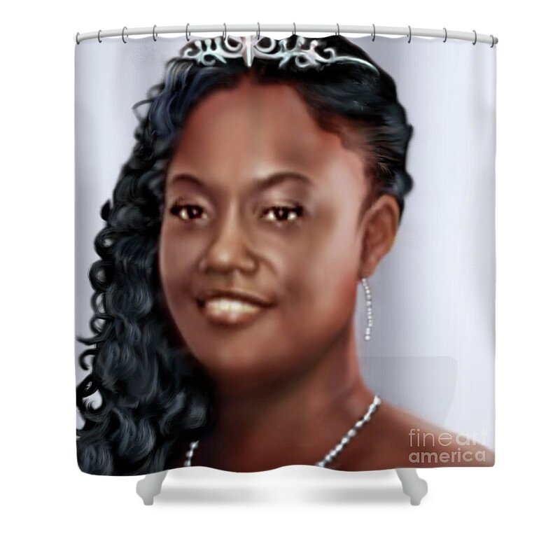 African American Bride Shower Curtain featuring the painting Lovely Trena Up Close and Personal by Reggie Duffie