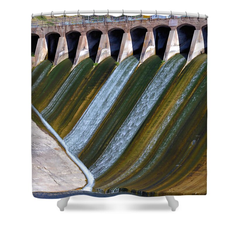 Hauser Dam Shower Curtain featuring the photograph Low Flow at Hauser by Kae Cheatham