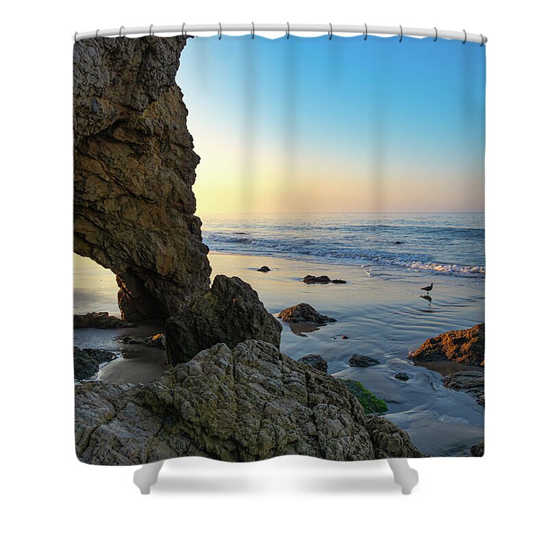 Beach Shower Curtain featuring the photograph Low Tide at El Matador State Beach by Matthew DeGrushe