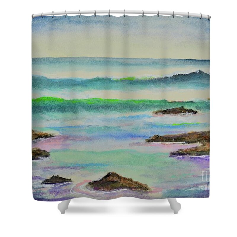 Beach Shower Curtain featuring the painting Low Tide by Mary Scott