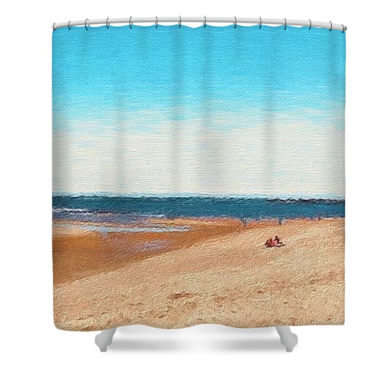 Plum Island Shower Curtain featuring the digital art Low Tide on Plum Island by Steve Glines