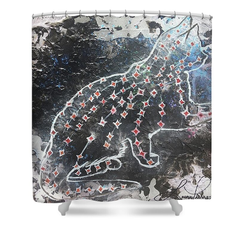 Cat Shower Curtain featuring the painting Lucid Dreamer by Laura Pierre-Louis