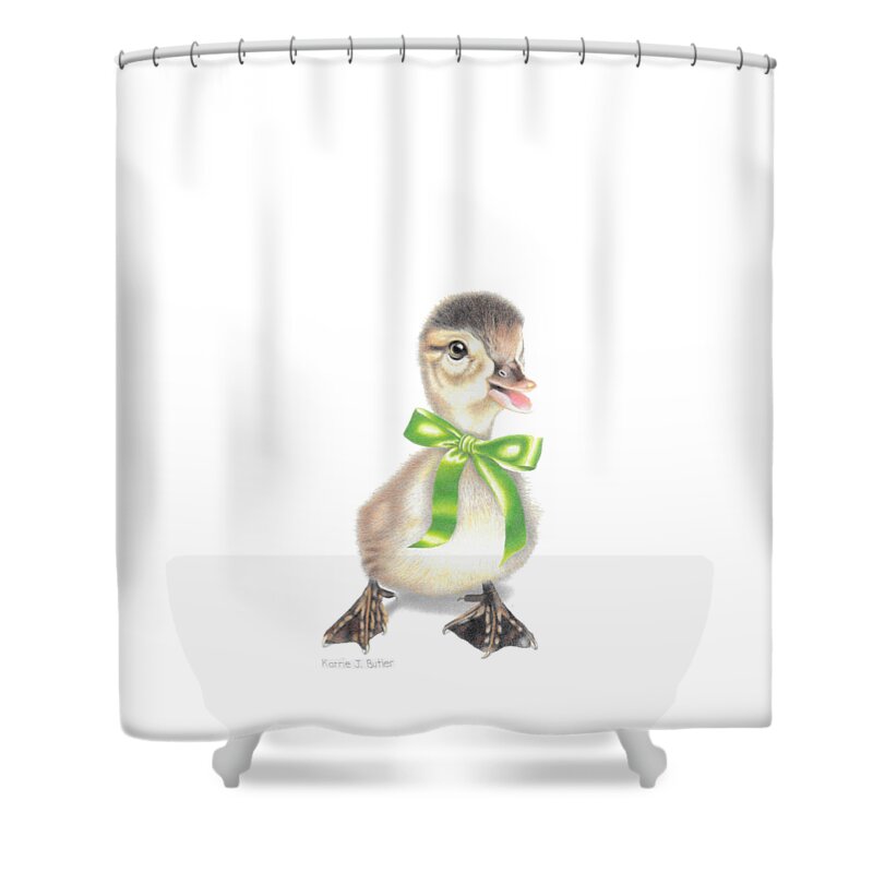 Duckling Shower Curtain featuring the drawing Lucky Ducky with Transparent Background by Karrie J Butler