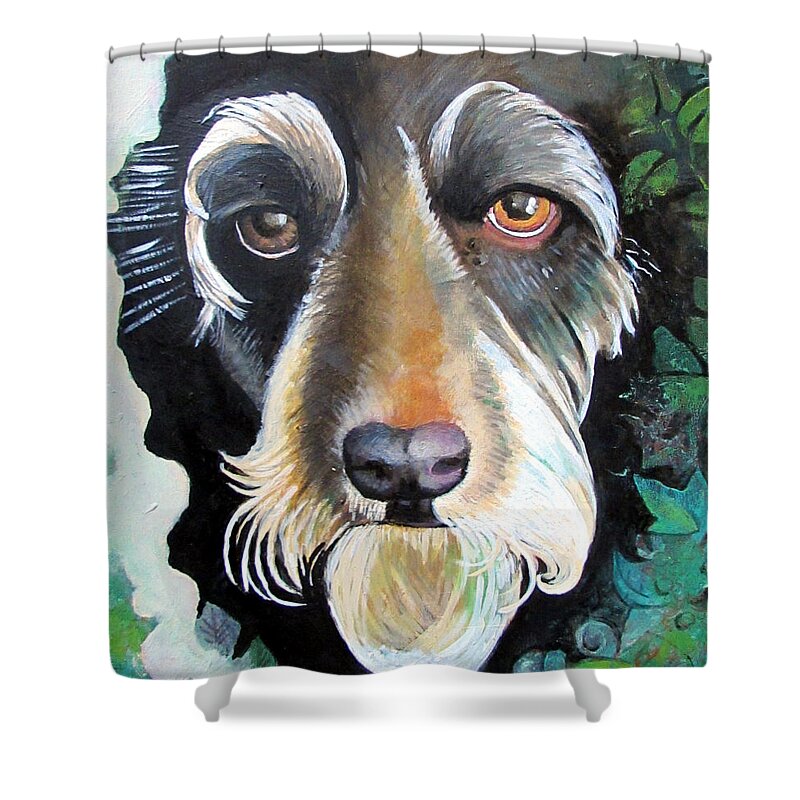 Dog Shower Curtain featuring the painting Luigi by Delight Worthyn