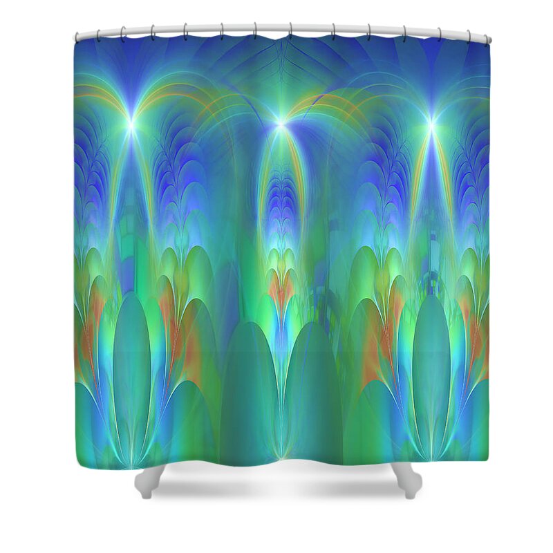 Fractal Shower Curtain featuring the digital art Circle of Light and Laughter by Mary Ann Benoit