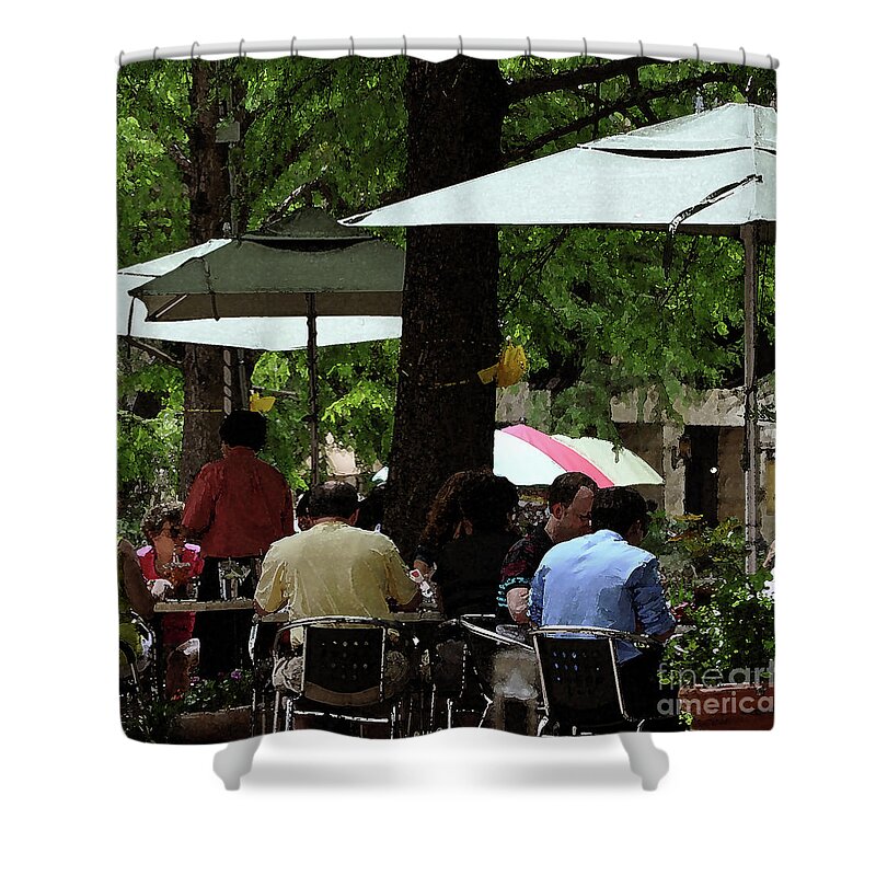 San-antonio Shower Curtain featuring the digital art Lunch On The River Walk by Kirt Tisdale
