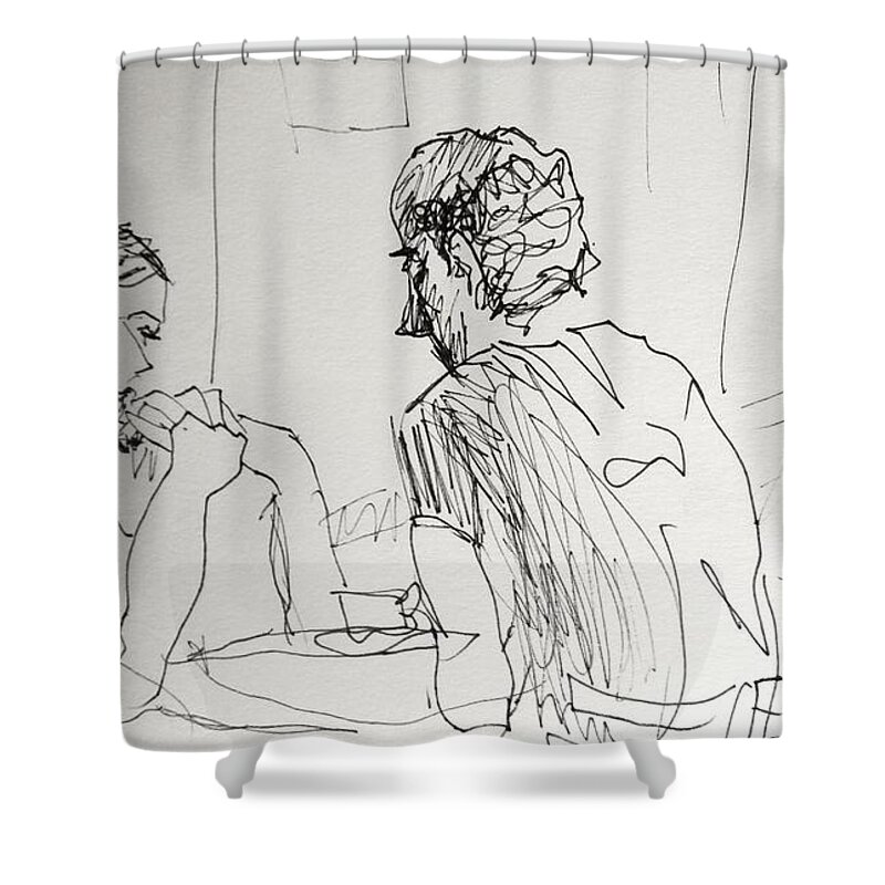  Shower Curtain featuring the drawing Lunchtime Sketch by James McCormack