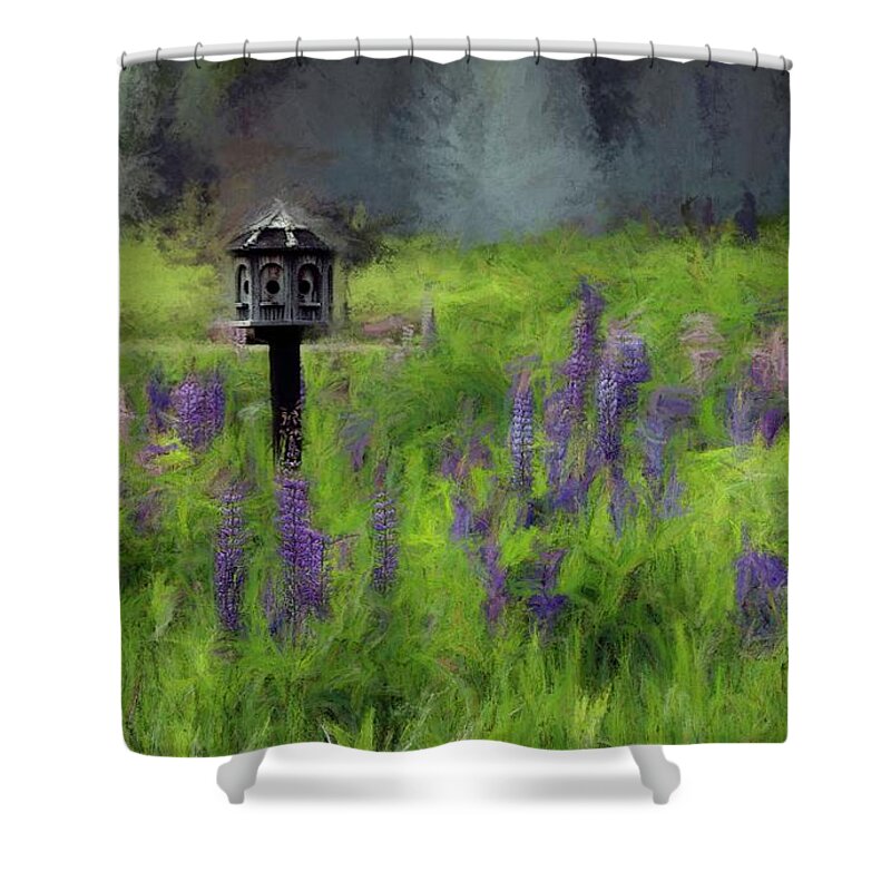 Wind Shower Curtain featuring the photograph Lupine Wind in a Birds Paradise by Wayne King