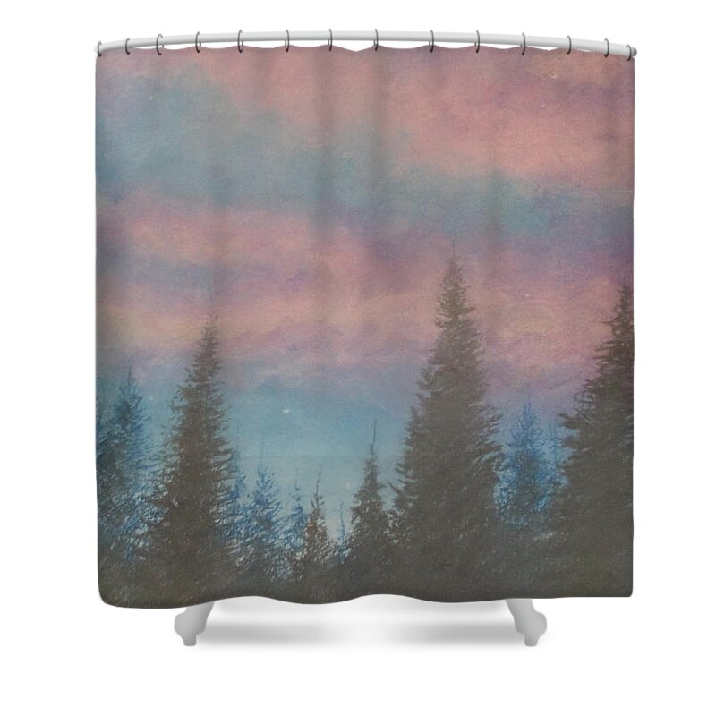 Pink Sunset Shower Curtain featuring the painting Luscious Witts by Jen Shearer