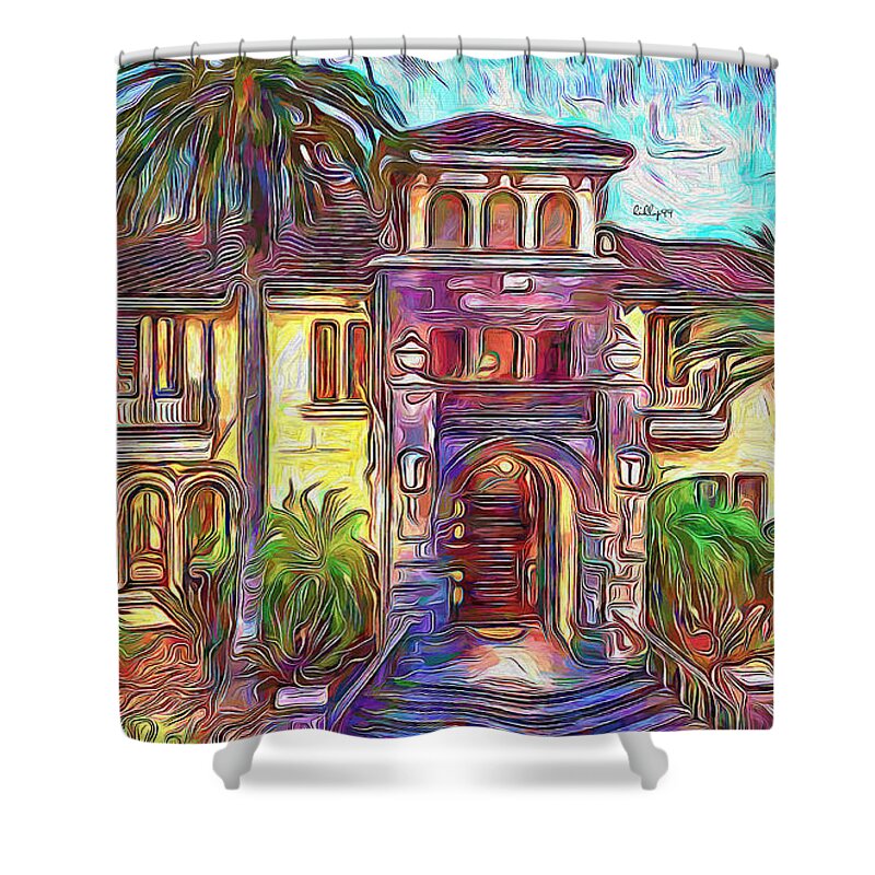 Paint Shower Curtain featuring the painting Luxury home by Nenad Vasic