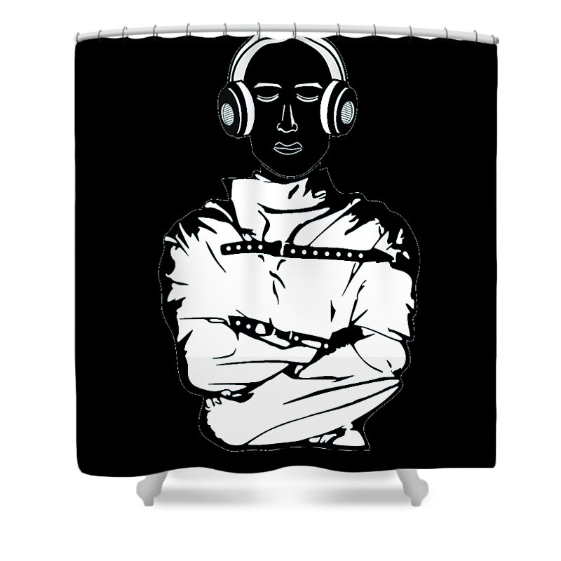  Shower Curtain featuring the digital art Lyrical Therapy Black - 1 by Terrance Moore