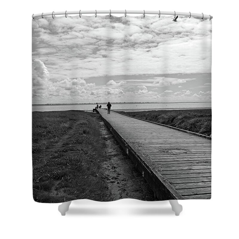 Lytham Shower Curtain featuring the photograph LYTHAM. The Boardwalk. by Lachlan Main