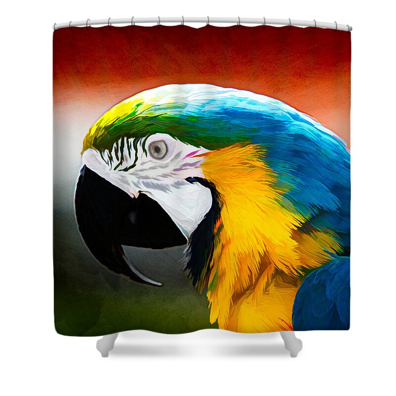 Birds Shower Curtain featuring the photograph Macaw Tropical Bird by Eleanor Abramson