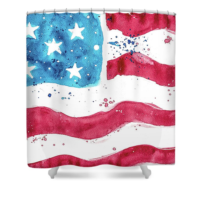 Watercolor Shower Curtain featuring the painting Made in America by Bonny Puckett