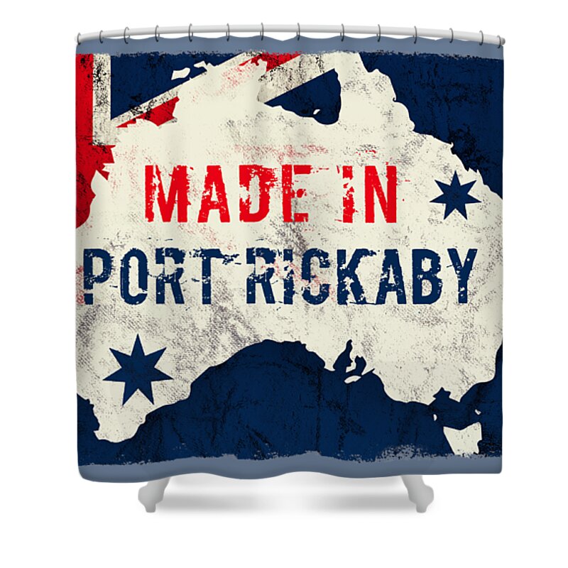 Port Rickaby Shower Curtain featuring the digital art Made in Port Rickaby, Australia by TintoDesigns
