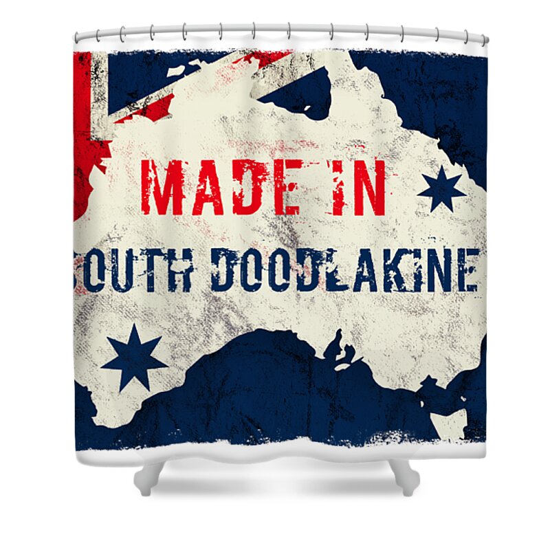 South Doodlakine Shower Curtain featuring the digital art Made in South Doodlakine, Australia #southdoodlakine #australia by TintoDesigns