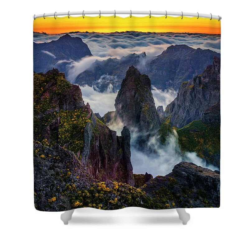 Madeira Shower Curtain featuring the photograph Madeira Peaks by Evgeni Dinev