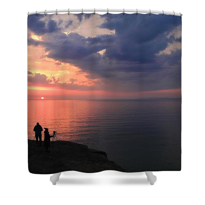 Lake Superior Shower Curtain featuring the photograph Madeline Island Sunrise by Dorsey Northrup