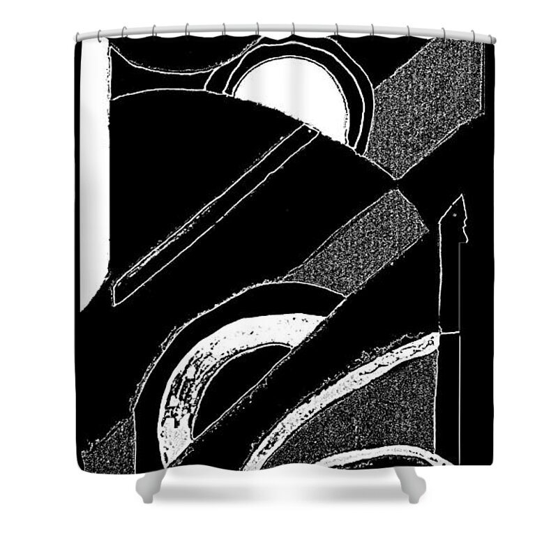 B-w Abstract Shower Curtain featuring the digital art MADWOMAN - In Care by VIVA Anderson