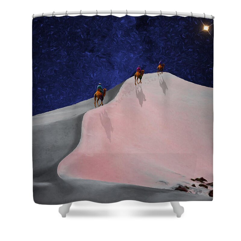  Landscape Shower Curtain featuring the painting Magi by Trask Ferrero