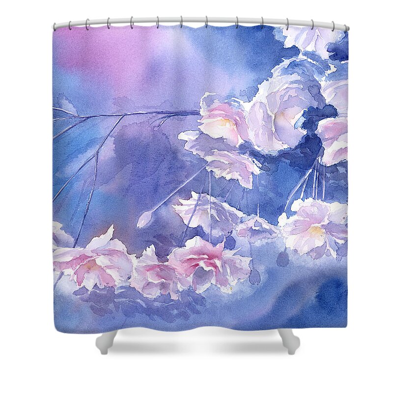 Abstract Flowers Shower Curtain featuring the painting Magic Glow by Espero Art