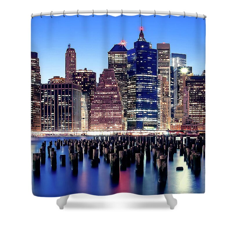 New York City Skyline Shower Curtain featuring the photograph Magic Manhattan Triptych_2 by Az Jackson