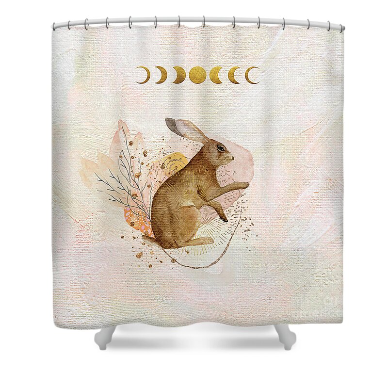 Rabbit Shower Curtain featuring the painting Magical Forest Rabbit by Garden Of Delights