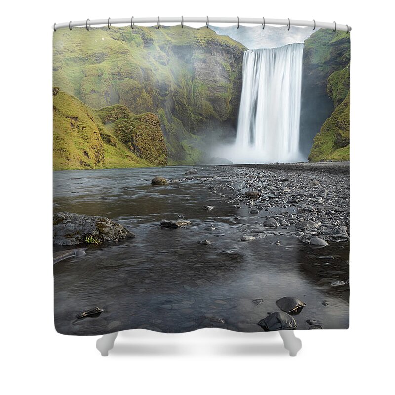 Landscape Shower Curtain featuring the photograph Magical Morning at Skogafoss by Kristia Adams