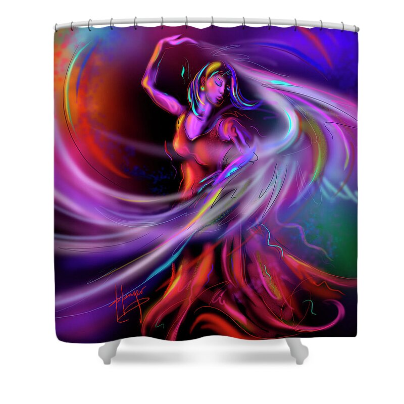 Magical Mystery Twirl Shower Curtain featuring the painting Magical Mystery Twirl by DC Langer