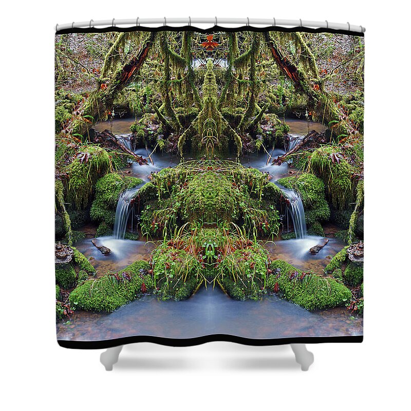 Nature Art Shower Curtain featuring the photograph Magical Space on Wilson Creek with a Black Border by Ben Upham III