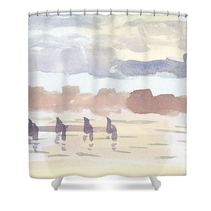 Zen Shower Curtain featuring the painting Magothy River Zen by Maryland Outdoor Life
