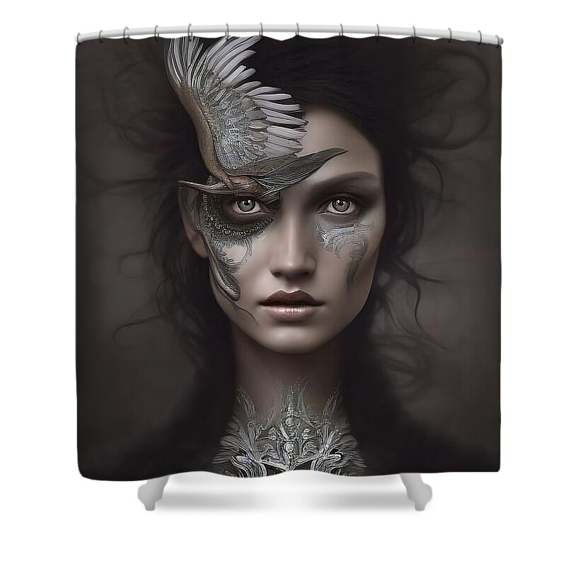 Photography Shower Curtain featuring the digital art Magpie 8 by Georgina Hannay