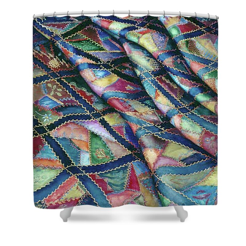 Watercolor Shower Curtain featuring the painting Maid of Bedlam Quilt by Helen Klebesadel