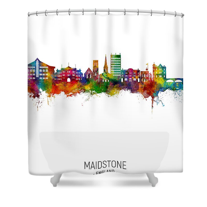 Maidstone Shower Curtain featuring the digital art Maidstone England Skyline #57 by Michael Tompsett