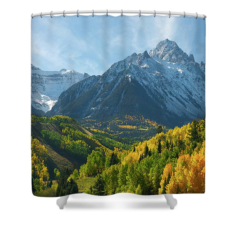 Colorado Shower Curtain featuring the photograph Majestic Mt. Sneffels by Aaron Spong