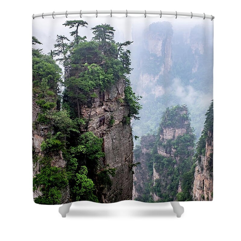 Ancient Shower Curtain featuring the photograph Majestic View of Zhangjiajie by Arj Munoz