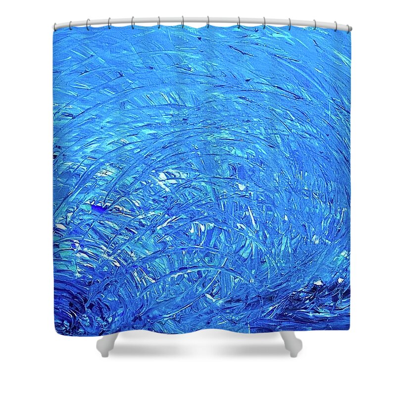 Water Shower Curtain featuring the painting Making Big Waves Flow Codes by Anjel B Hartwell