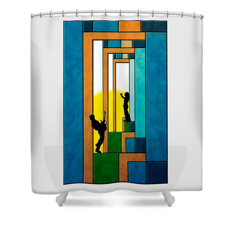 Music Shower Curtain featuring the digital art Making Music by John Haldane