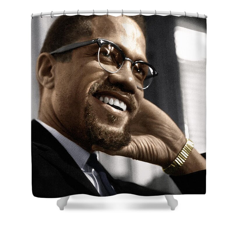 1960 Shower Curtain featuring the photograph Malcolm X 1925-1965 by Granger