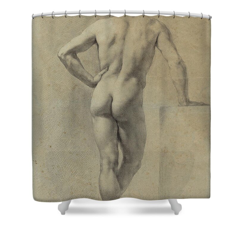 Anton Raphael Mengs Shower Curtain featuring the drawing Male Nude Study by Anton Raphael Mengs