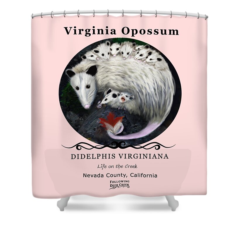 Virginia Opossum Shower Curtain featuring the digital art Mama Opossum by Lisa Redfern