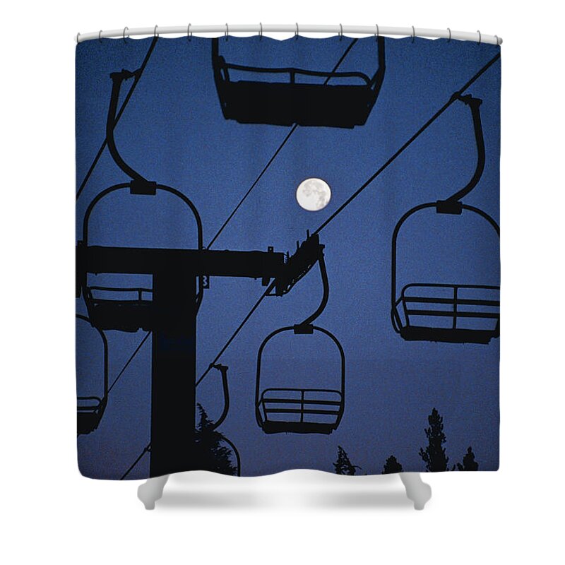 Moonlift Shower Curtain featuring the photograph Moonlift - Old Chairlift #15 - Mammoth Lakes by Bonnie Colgan