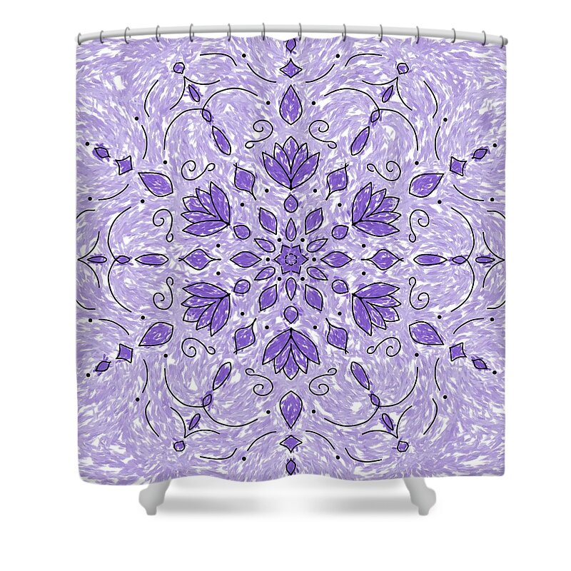Flowers Shower Curtain featuring the digital art Mandala 48 by Angie Tirado