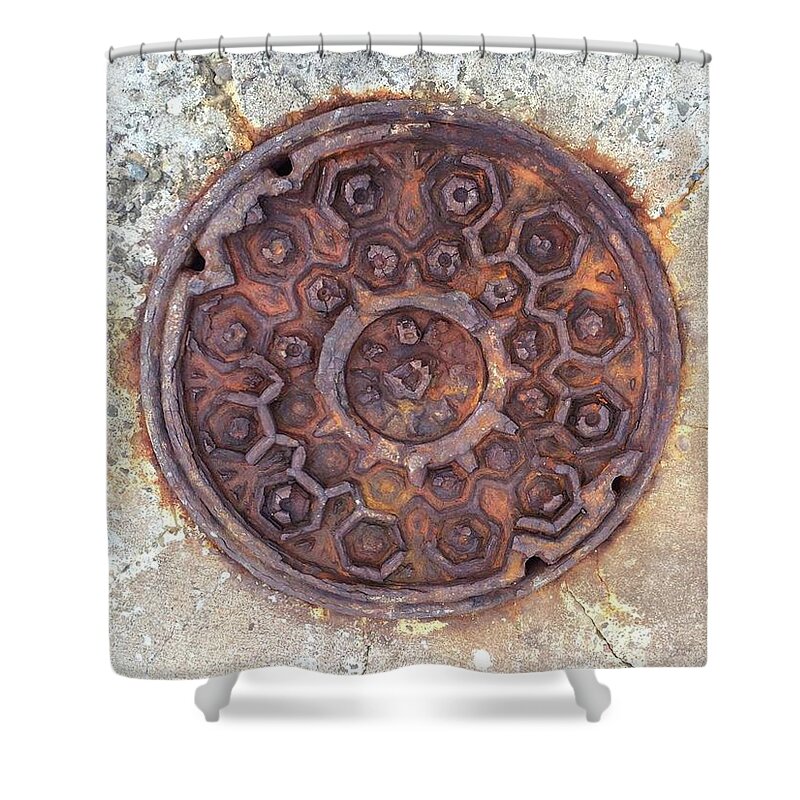 Fort Baker San Francisco Shower Curtain featuring the photograph Manhole Cover Fort Baker by John Parulis