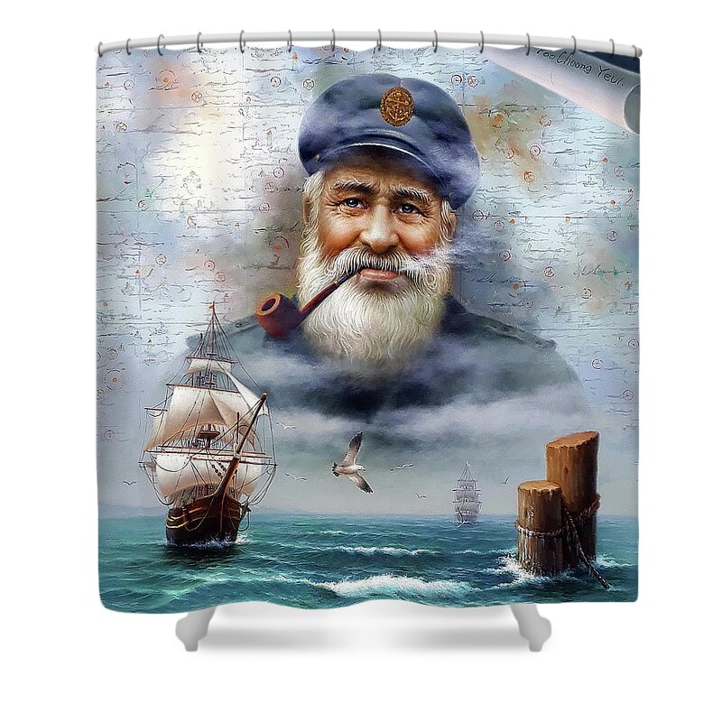 Map Shower Curtain featuring the painting Map Captain 9 by Yoo Choong Yeul