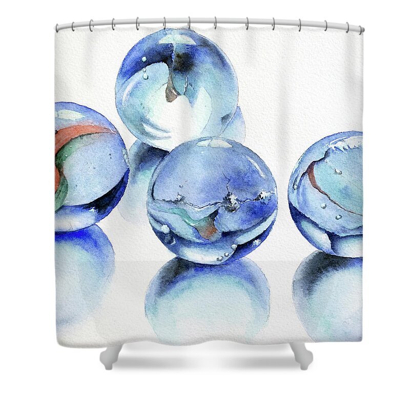 Marbles Shower Curtain featuring the painting Marbles No.2 by Rebecca Davis