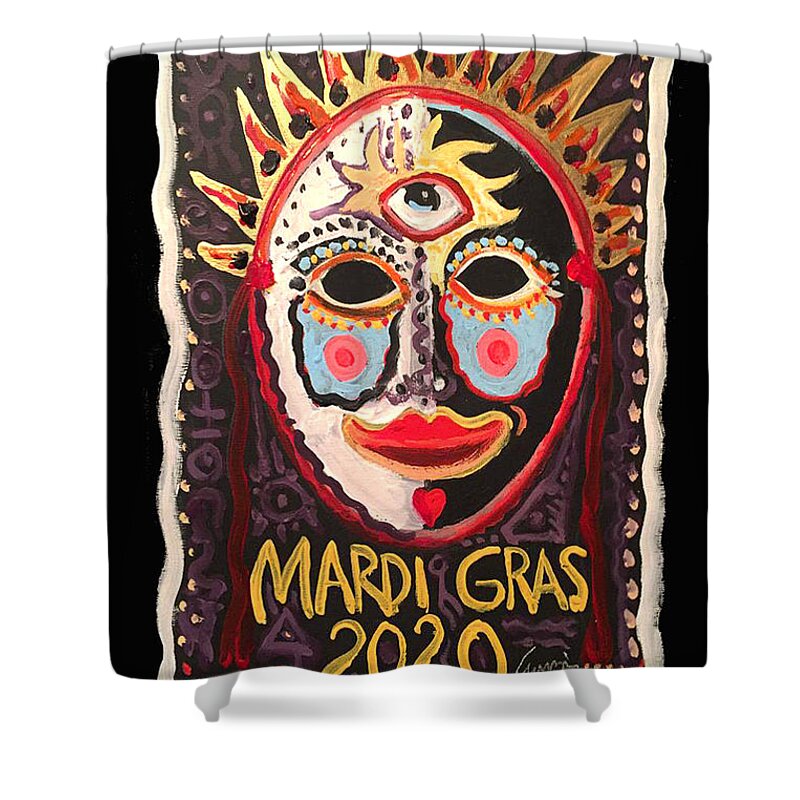 Mardi Gras  2020   Shower Curtain featuring the painting Mardi Gras 2020 by Amzie Adams