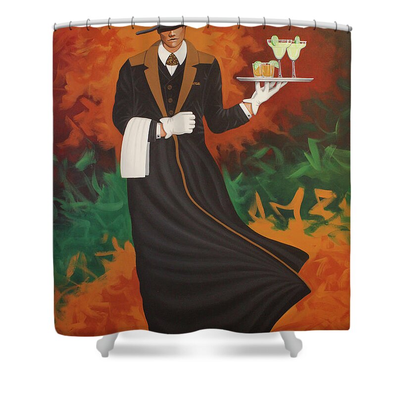 Butler. Margaritas Shower Curtain featuring the painting Margarita Butler by Lance Headlee