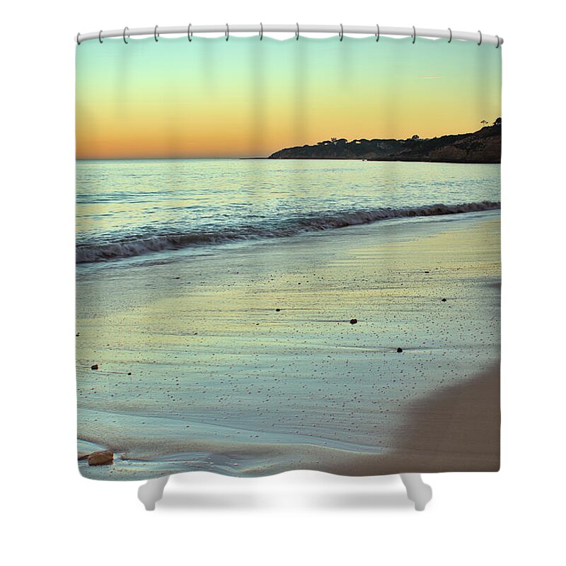 Beach Shower Curtain featuring the photograph Maria Luisa Beach in Albufeira by Angelo DeVal